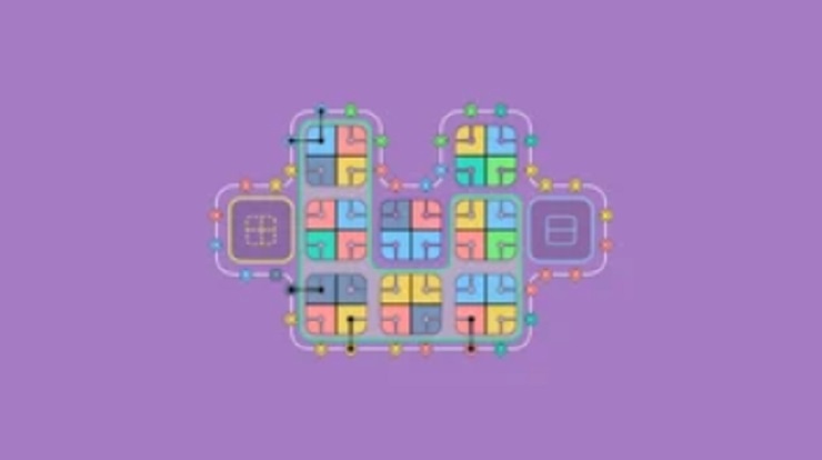 lines on sides - shows a multicolored puzzle grid