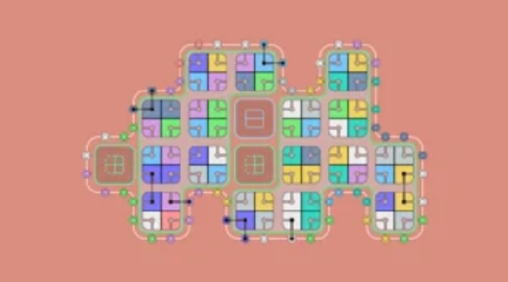 lines on sides - shows a multicolored puzzle grid