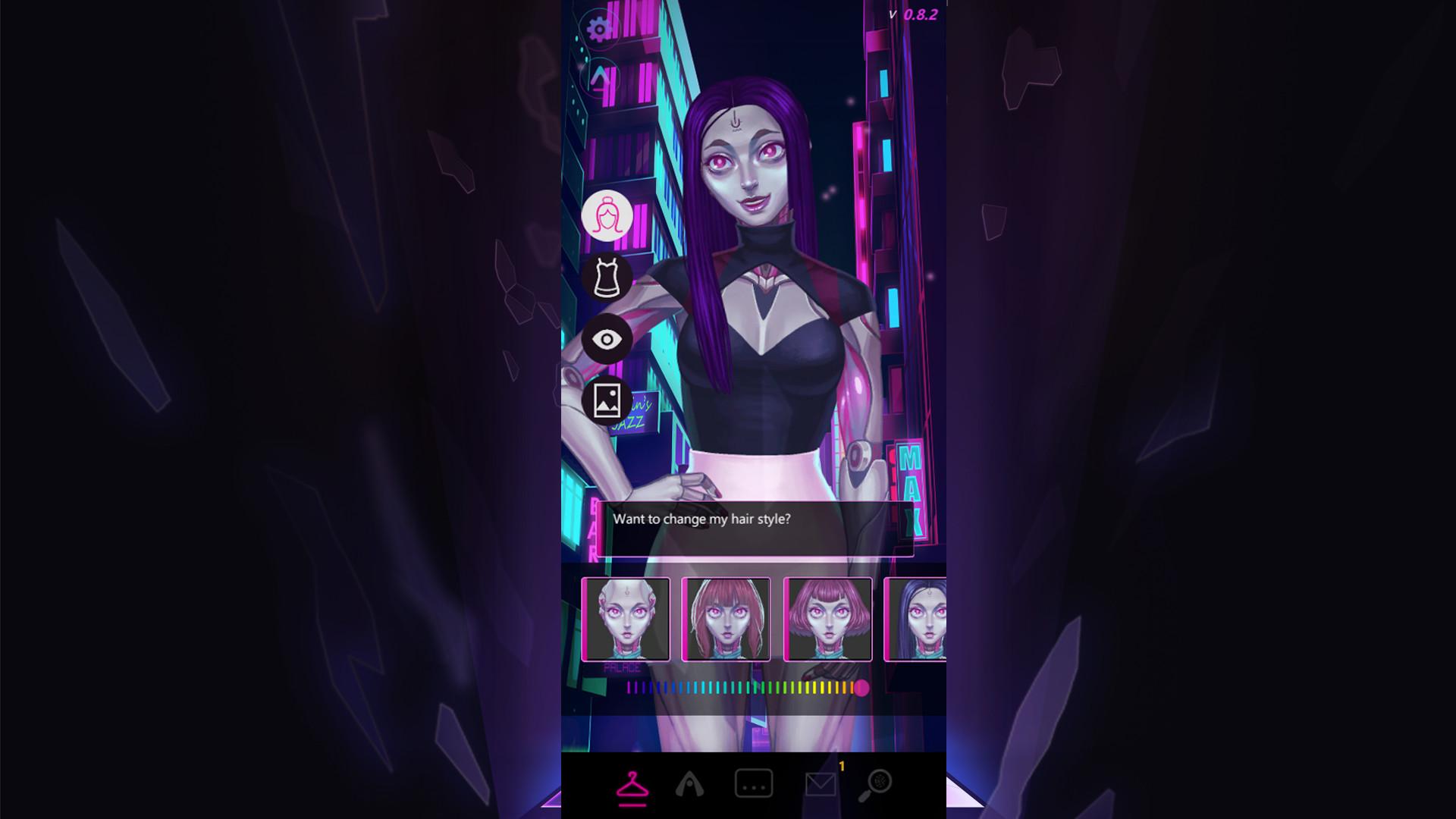Acolyte - an ai assistant stands in the middle of the screen, ready to be customized by the player