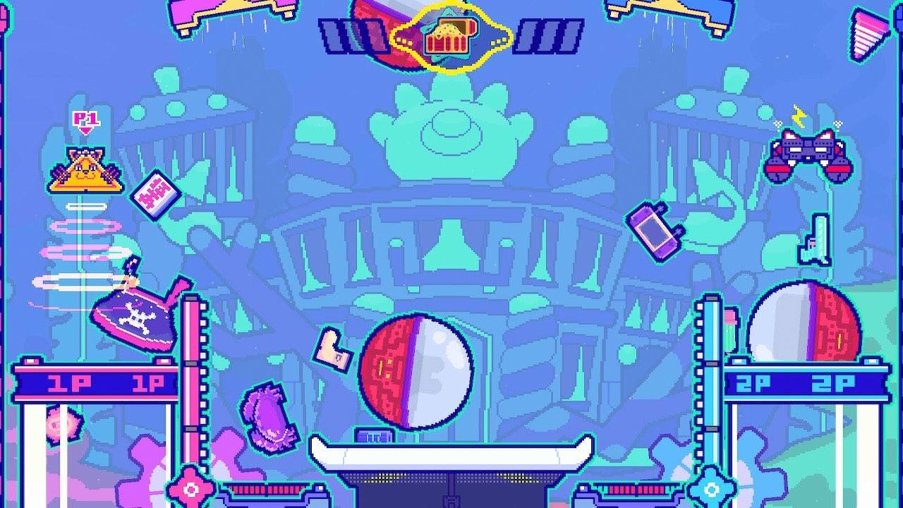 SUPER UFO FIGHTER - a pair of ufos suction up various balls and strange items, carrying them to the goals on either side of the screen