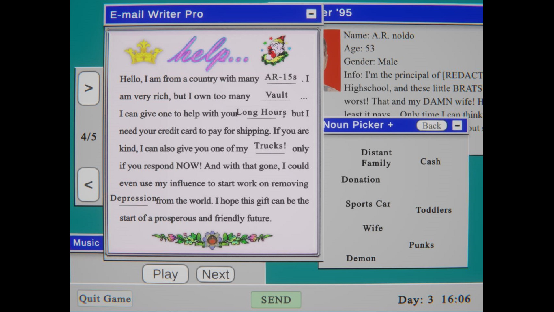 cdROM 480p hd - an image of an email template made on a 90's computer.