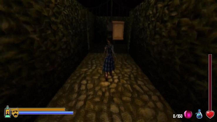 The Horror of Oz - a young female-presenting person runs down a long corridor