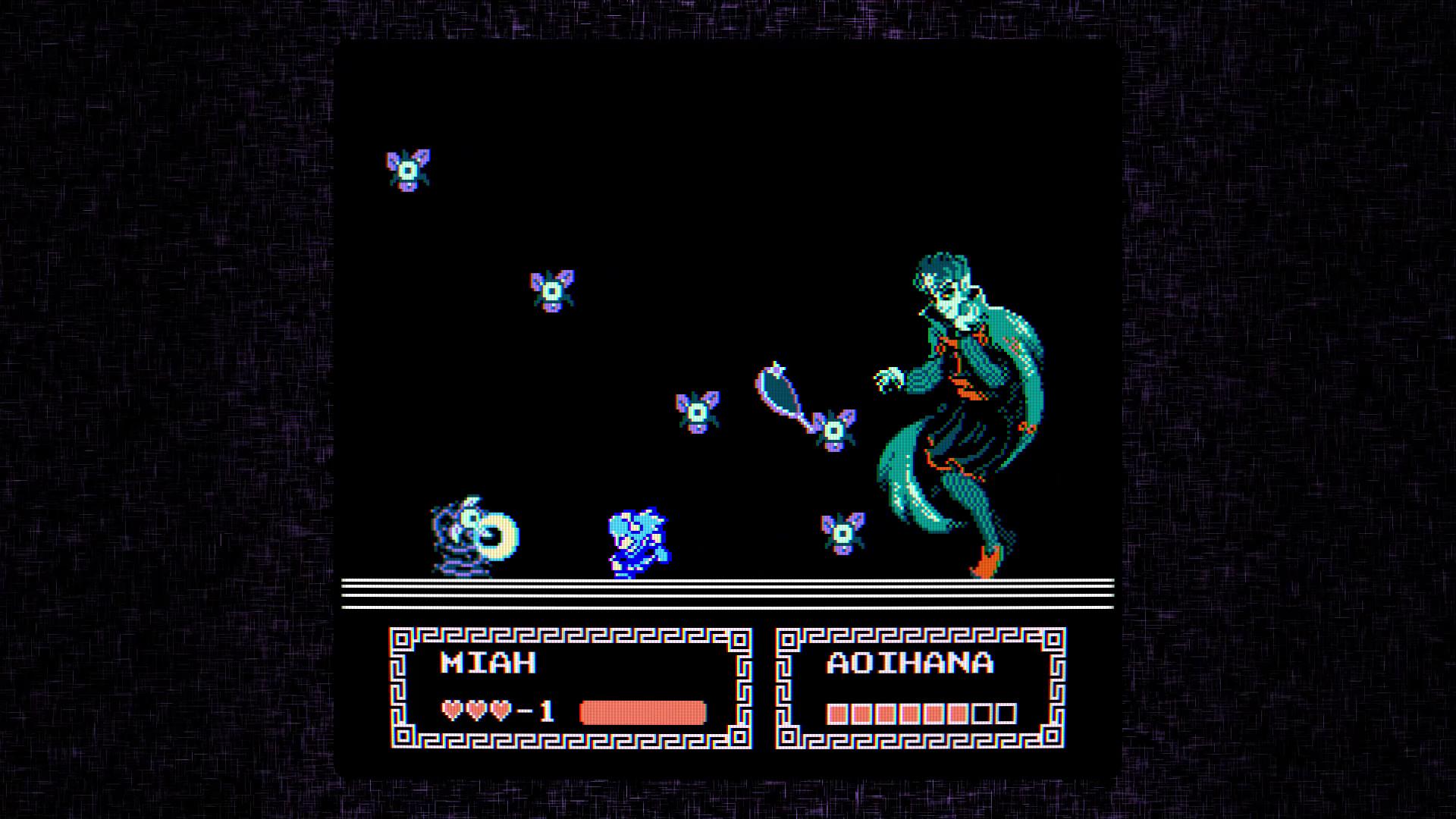 Zodiac DX - a blue-haired girl runs from a giant vampire-like person