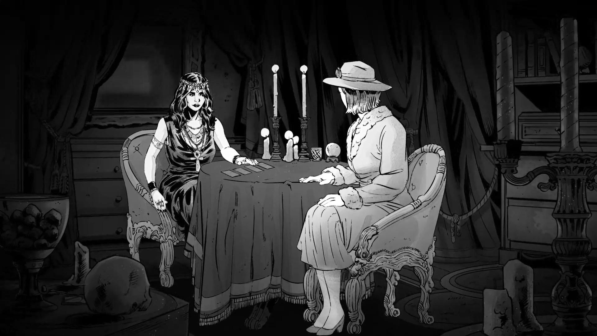 Jennifer Wilde - a woman sits with a tarot reader