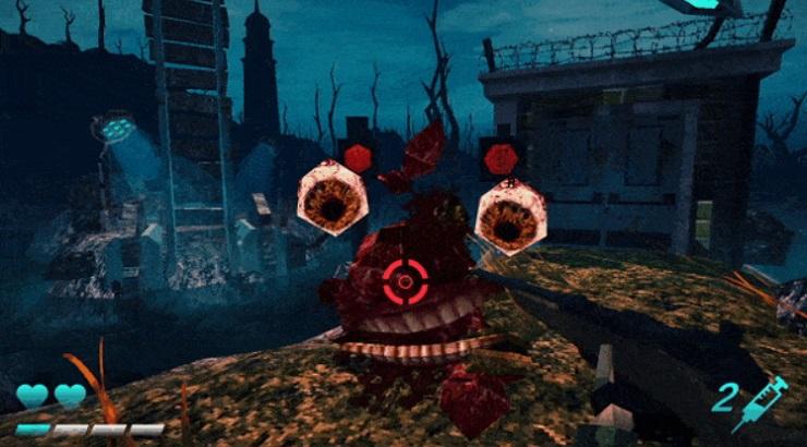 Lighthouse of the Dead - a shot enemy explodes into teeth and eyeballs