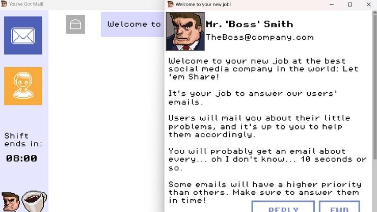 You've Got Mail! - an email from the boss in front of an empty inbox