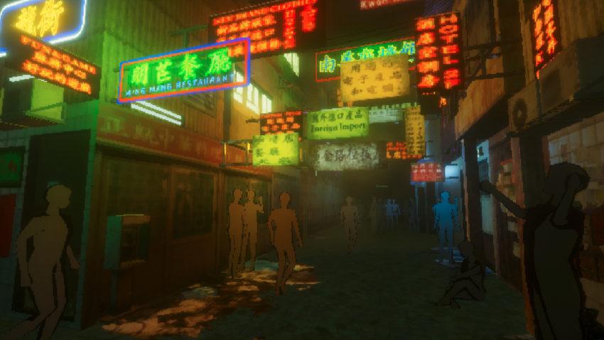 Kowloon's Curse Lost Report - a grimy street lit up by neon signs