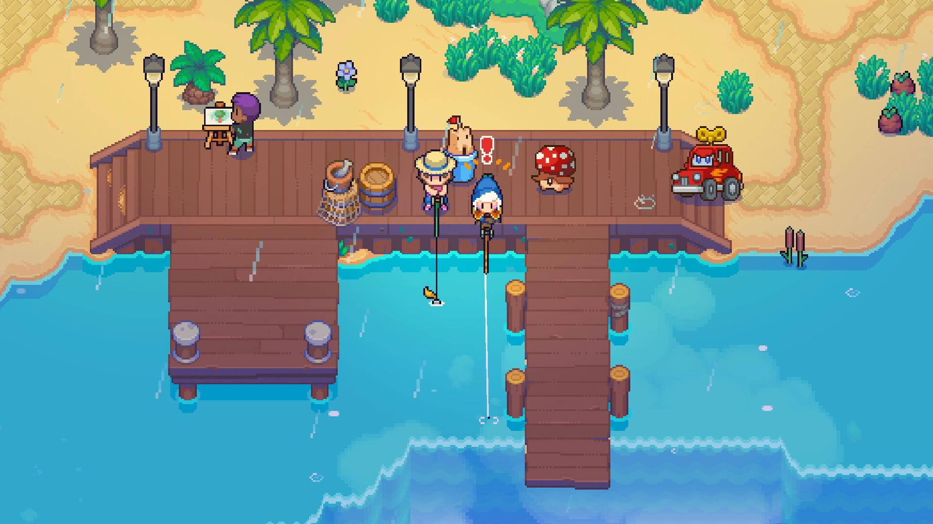 moonstone island - several people fishing on a dock