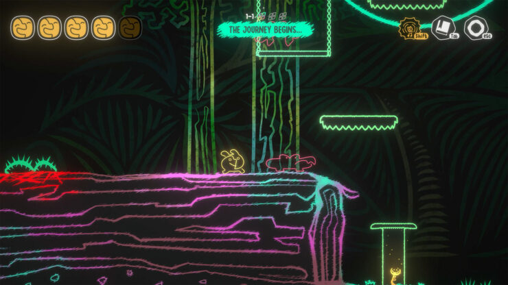 MONOWAVE - A cheerful creature runs towards a cranky-looking doodled beast.