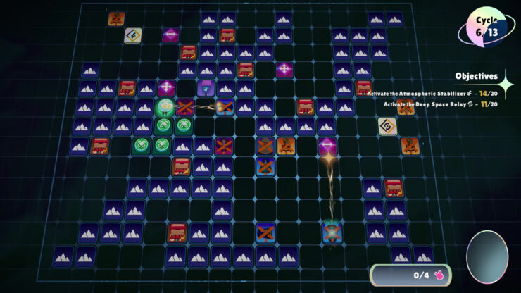 Deckonauts - A grid of various items and objectives.