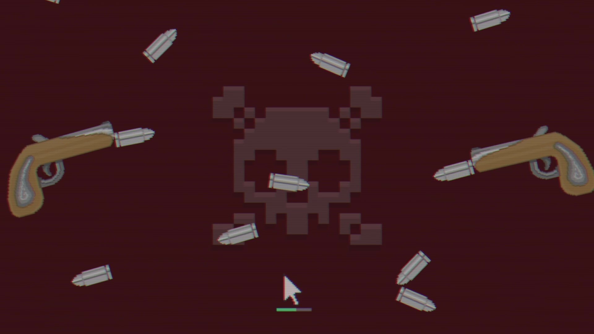 Overbit - A mouse cursor is hovering below several fired bullets.